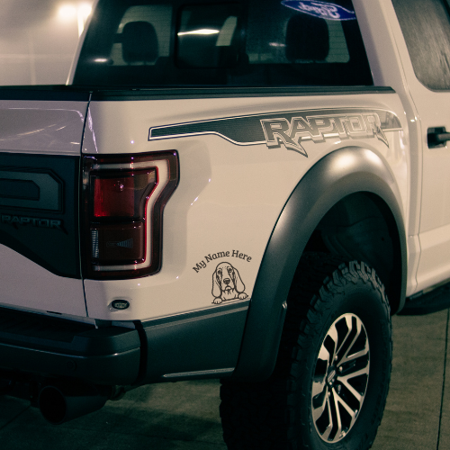 Basset Hound Sticker with Name | Personalized Vinyl Dog Decal for Car, Laptop or Window