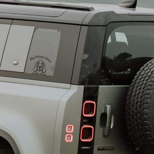 Basset Hound Sticker with Name | Personalized Vinyl Dog Decal for Car, Laptop or Window