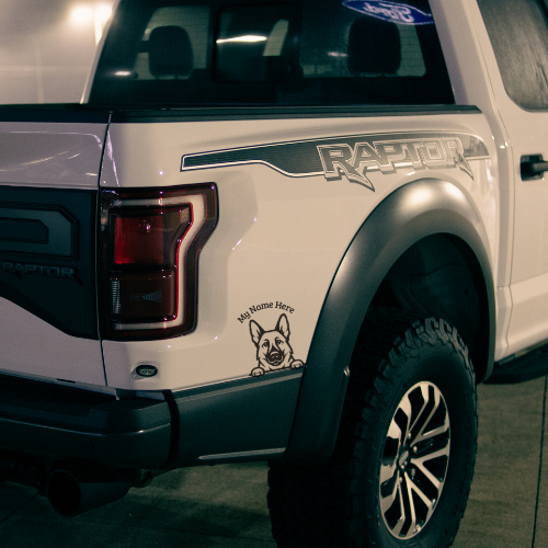 German Shepherd Sticker with Name | Personalized Dog Vinyl Decal for Car, Laptop or Window