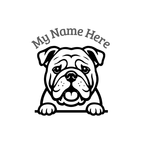 English Bulldog Sticker with Name | Personalized Dog Vinyl Decal for Car, Laptop or Window