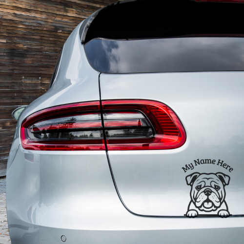 English Bulldog Sticker with Name | Personalized Dog Vinyl Decal for Car, Laptop or Window