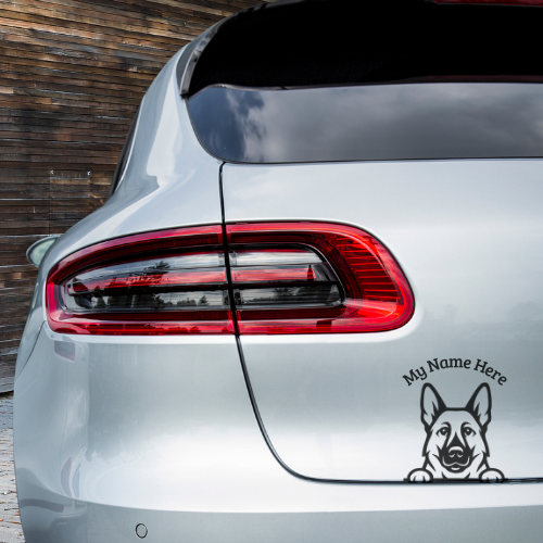 German Shepherd Sticker with Name | Personalized Dog Vinyl Decal for Car, Laptop or Window